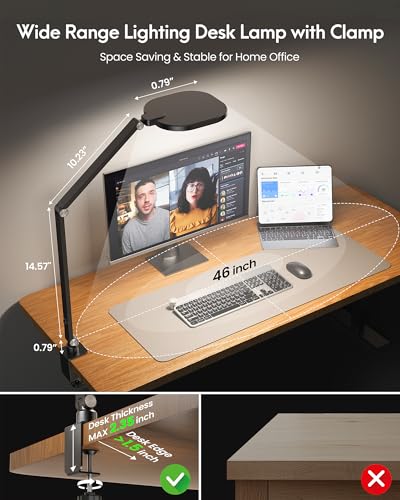 Zoom Lighting for Computer, LED Desk Lamp with Clamp for Video Conference - color: Black-F618