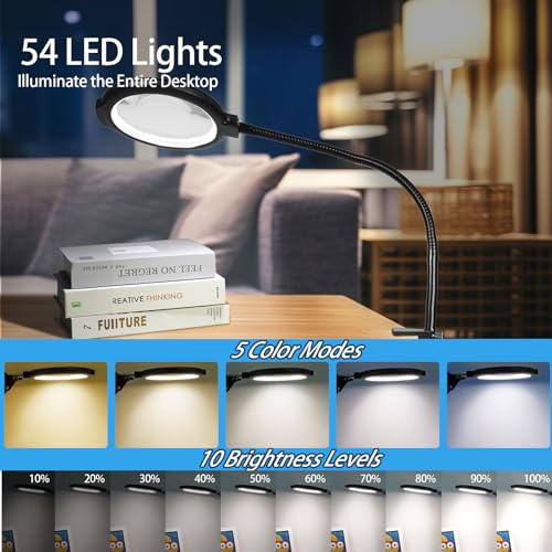 12X Large Floor Magnifying Glass with Light and Stand, 3-in-1 Floor Lamp