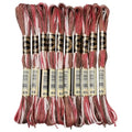 10 Skeins 6 Strands Red Embroidery Floss Threads Bulk Variegated Gradient Cross Stitch Thread Polyester Friendship Bracelets String for Jewelry Making Hand Sewing Knitting Stitching Crafts - color: Red