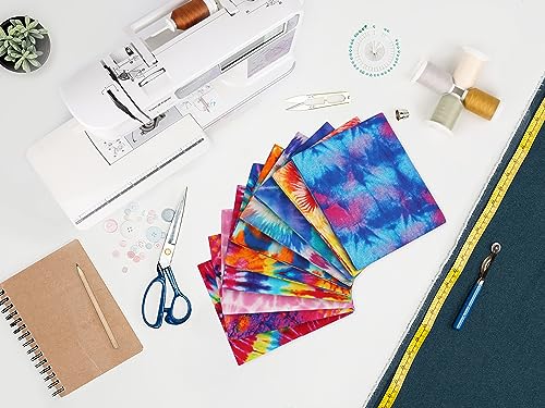 Craftido -25 Options- 100% Cotton Quilting Fabric Bundles 10pcs Fat Quarters 18”x21”-Medium Weight 5.2 oz- Soft Cotton for Quilting, Sewing Project, Patchwork, DIY Crafts - TIE DYE - color: Tie Dye