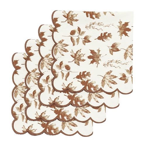 PurpleEssences Scalloped Cloth Napkins 18x18 in - Aurelia Edges Rust - color: Aurelia(edges - Rust)