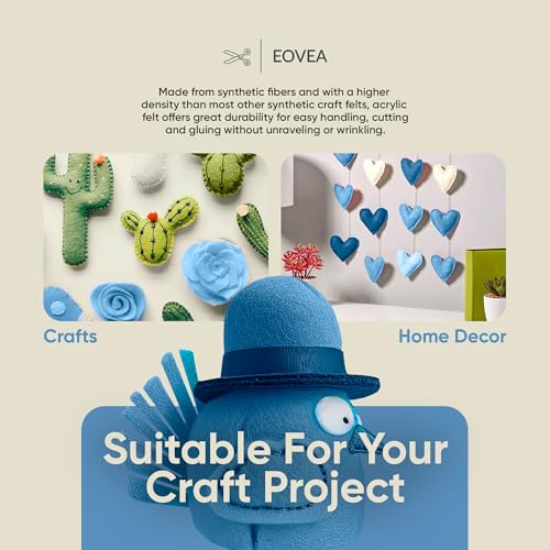 EOVEA | Acrylic Felt Fabric by The Yard | 72" Wide | 1.6mm Thick | Soft & Durable Non-Fraying Felt | for DIY Crafts, Sewing, Upholstery, Costumes & Padding(Baby Blue, 1 Yard) - color: Baby Blue, size: 1 Yard
