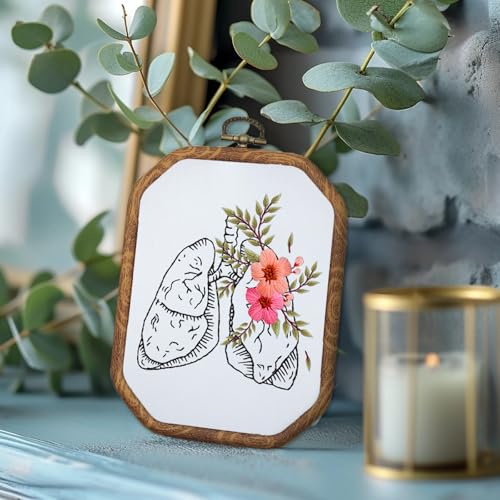 ORIGACH 4 Set DIY Organ & Flowers Embroidery Kit for Beginners Adults - style: Human Organ with Flowers