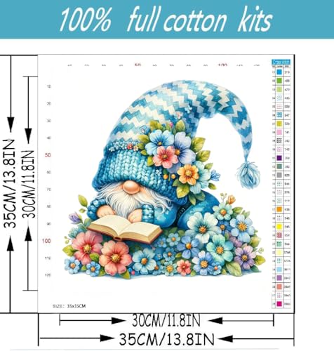 Gnome Stamped Cross Stitch Kits - Counted Cross Stitch Kits for Beginners Adults Needlepoint Cross-Stitch Patterns Dimensions Needlecrafts Embroidery Kits Arts and Crafts13.8inX13.8in - color: Cross Stitch-0331-2