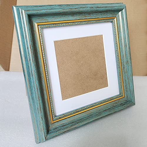 Square Picture Frame 6x6 Blue with 4x4 Mat - color: Blue, size: 6x6