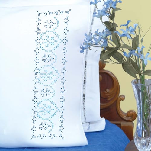 Jack Dempsey Needle Art Cross-Stitch Americana Pillowcases