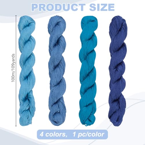 FREEBLOSS 4 Pcs Sashiko Thread Sashiko Skein 100M * 4 Colors Pure Cotton Embroidery Thread Japanese Sewing Threads Quilting & Embroidery Kit Supplies, Blue - color: Clear Blue Theme