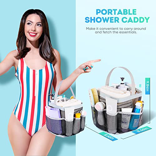 EUDELE Mesh Shower Caddy Portable for College Dorm Room Essentials, Shower Caddy Dorm with 9-Pocket Large Capacity for Beach, Swimming, Gym, Camping, Travel essentials - color: Black-Grey
