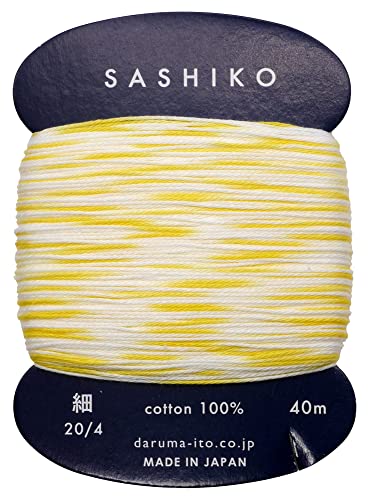 Yokota Daruma Sashiko Thread Single and Variegated Color (Lemon Squash, Thin 40M Card) - color: Lemon squash