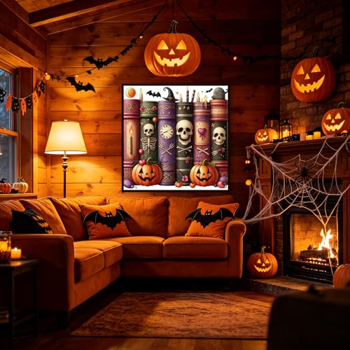 KYOQFVN Cross Stitch Stamped Kit for Beginner - Halloween Cross Stitch - Skull Counted Cross Stitch Kits Embroidery Kit Arts and Crafts for Beginners 13.7x13.7 inch - color: SZXWSJ-05
