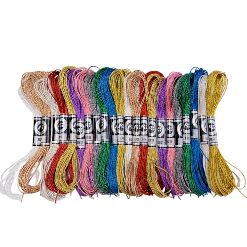 22 Skeins Metallic Embroidery Thread,Multi-Color Embroidery Floss for DIY