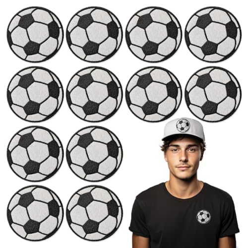 12Pcs Football Iron on Patches, Iron on Embroidered Applique Patches for Jackets, Hats, Backpacks, Jeans - color: 12pcs Football