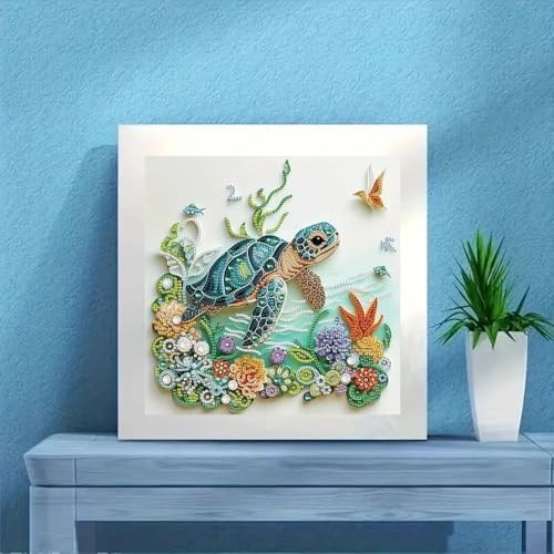 ZQEATRY Sea Turtle Animal Special Shape Diamond Art Kits for Adults,5D Diamond Painting Kits for Beginner,DIY Diamond Crystal Rhinestones Painting Kits for Home Wall Decor Gift 11.8 X 11.8inch - color: Sea Turtle-2