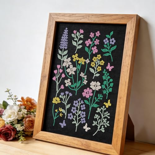 1 Pcs Wildflower Iron on Rhinestones Transfer, Flower Leaf Hot Fix Iron on Patch Transfer Decals Crystal Heat Transfer Clothing Repair Decor for T-Shirt Hat Jacket Party - style: Wildflower