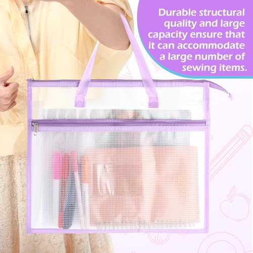 Clysee 5 Pcs Sewing Project Bag 14x11" Needlepoint Organizer, Macaron - color: Macaron