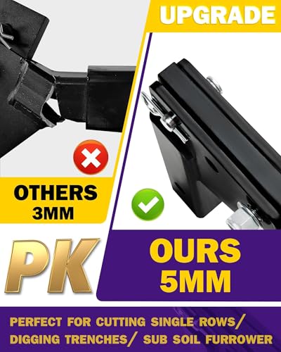 Hitch Mounted Trencher Fits 3 Point Hitch, Heavy Duty Subsoiler, Hitch Lawn Ripper for ATV/UTV Tractor, Updated Adjustable 16" Trenching Shank Plow, Thicken Trench Digger with 2pcs Replaceable Teeth