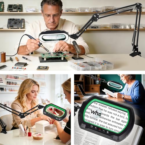 15X 30X Square 3-Section Magnifying Glass with Light and Clamp-Green - color: Green, size: 15X 30X
