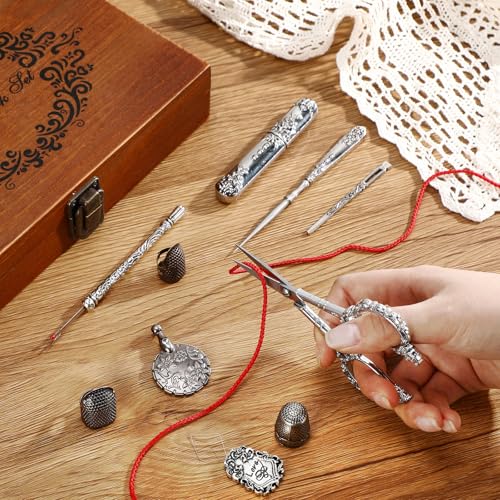 Lothee Embroidery Scissors Kits Victorian Sewing Kit, Sliver, No Diamond - color: Silver, style: No Diamond