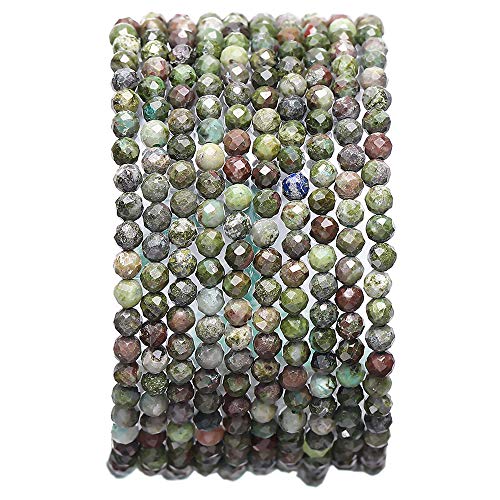 BEADIA Faceted Natural Dragon Blood Stone Round Loose Semi Gemstone Beads for Jewelry Making 3-3.5mm 38cm - color: Dragon blood stone Faceted, size: 3-3.5mm