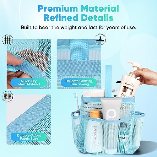EUDELE 2 Pack Mesh Shower Caddy Portable for College Dorm Room Essentials, Shower Caddy Dorm with 9-Pocket Large Capacity,Shower Bag for Beach,Swimming,Gym All Black+All Ice Blue - color: All Black+All Ice Blue