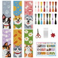 INFUNLY 6PCS Dogs Cats Cross Stitch Bookmark Kit for Beginners 8.66"×3.15" Animals Stamped Embroidery Bookmark Kit Pet Needlepoint Bookmark Kit with Instruction for Book Lovers Reader Writers - style: Dogs Cats