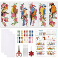 ORIGACH 6 Set Wild Bird Blossom Cross Stitch Bookmark Kit for Beginner - style: Bird & Flowers