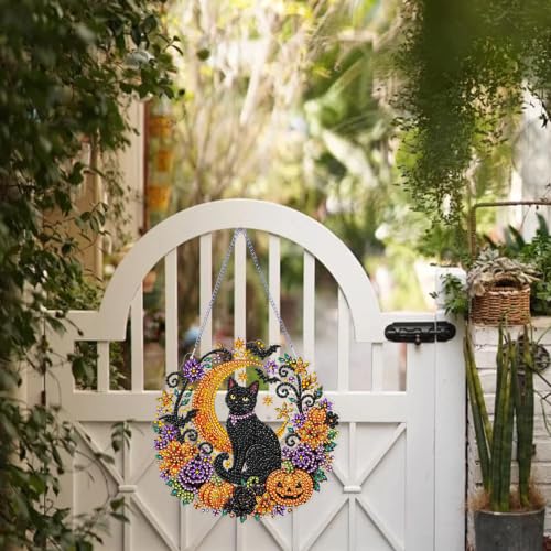 ARPADAMO Black Cat Diamond Art Kits for Adults, Acrylic Hanging Suncatcher - color: DP05092