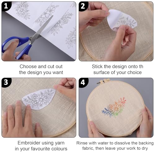 Water Soluble Embroidery Patterns, Stick and Stitch Embroidery Stickers