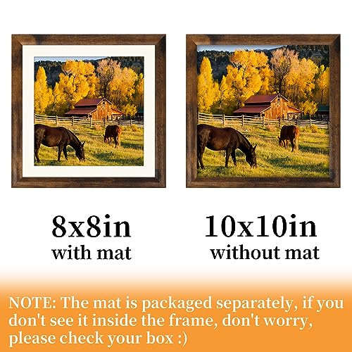 AEVETE Picture Frame 10x10 Dark Brown Photo Frames Rustic for Wall and Desk - color: Rustic Brown, size: 10x10