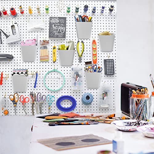 Large Pegboard Cups, 6Pack Peg Board Square Storage Bins With Hooks (Grey) - color: Grey