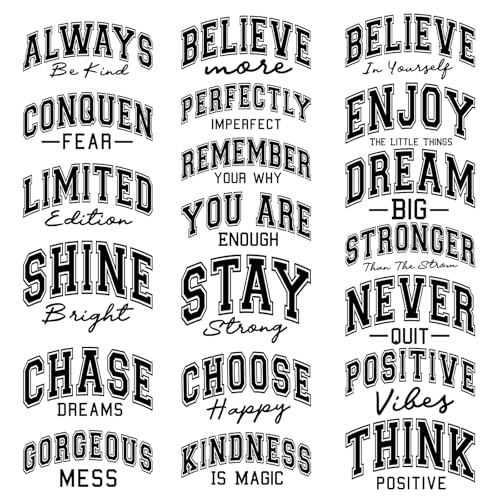 Rngmsi 20 Pcs Inspirational Dtf Transfers Ready to Press for Clothes - style: Motivational