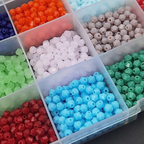 INSPIRELLE 2400pcs 4mm Bicone Beads Faceted Crystal Glass Briolette Beads - color: Opaque Colors