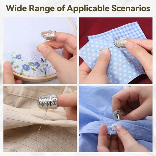 6PCS Sewing Thimble, Metal Finger Protector, Quilting Craft Accessories for Hand Sewing Knitting Needlework