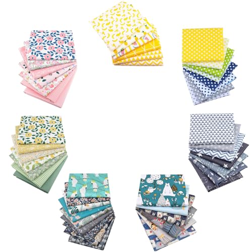 Aubliss 50pcs 100% Cotton Fabric Bundle 10" x 10" PreCut Fat Squares Sheets - color: Floral, size: 50PCS 10" x 10"