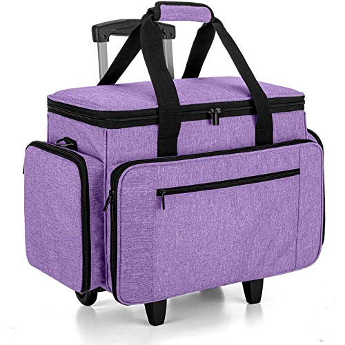 LUXJA Sewing Machine Case with Detachable Dolly, Purple - color: Purple, style: Sewing Machine Trolley