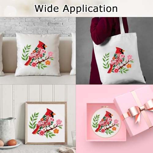 Louise Maelys Cardinal Embroidery Kit, Cross Stitch Kit for Beginne - color: birds