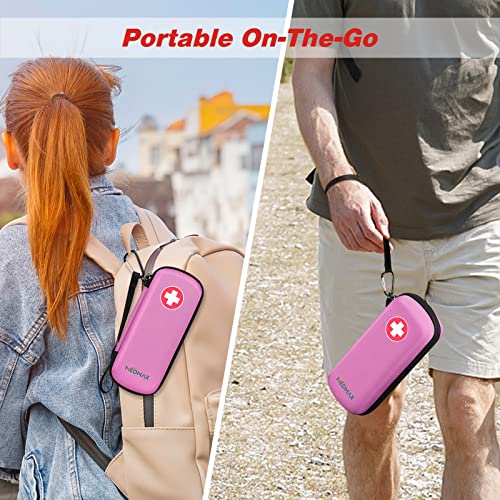 MEDMAX Epipen Medical Carrying Case, Hard Shell EVA Shock Absorption Travel Medication Organizer Bag Emergency Medical Pouch Holds 2 EpiPens, Asthma Inhaler, Auvi-Q, Allergy Supplies (Pink) - color: Pink