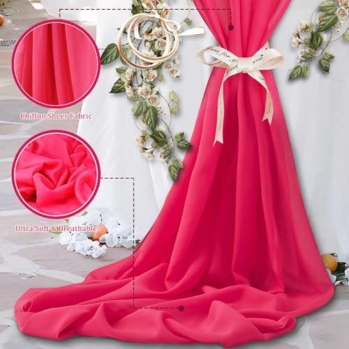 Horbaunal Hot Pink Chiffon Fabric by The Yard, 1 Yard Precut Sheer Fabric - color: Hot Pink, size: 1 Yard