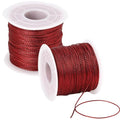 Metallic Cord 218 Yards 1mm Red String Twine Metallic Tinsel Thin Ribbon Rope Red Thread String for Crafts Bracelet Necklace Jewelry Making Gift Wrapping Christmas Ornaments Hanging Decor 2 Roll - style: red