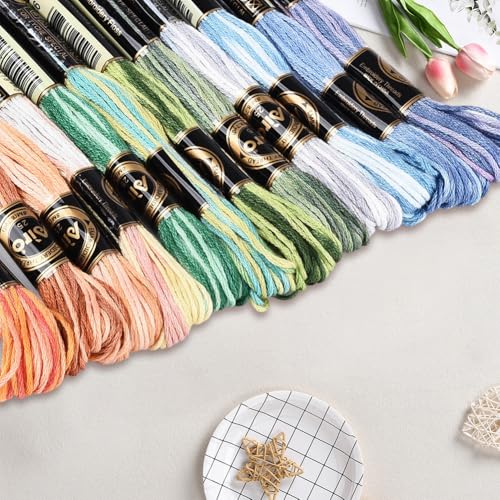 12 Skeins 105 Yards Cross Stitch Floss Variegated Friendship Bracelet String 6 Ply Polyester Colorful Gradient Embroidery Thread for Sewing Making Needlecraft Knitting Clothes Stitching DIY - color: Gradient Color