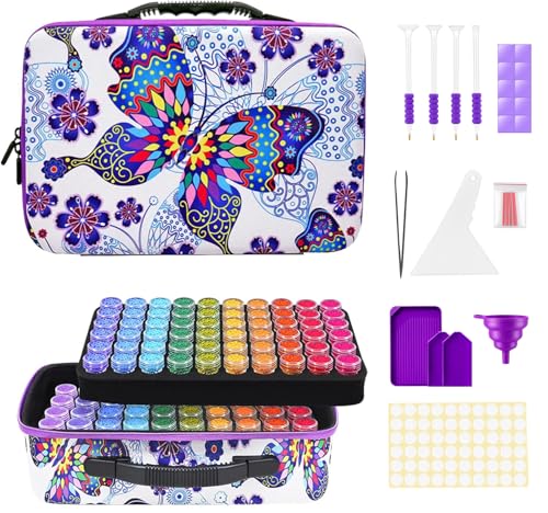 ZORETCO Diamond Art Storage with 60 Containers, Diamond Art Kits for Adults - color: Butterfly, size: 120 Jars