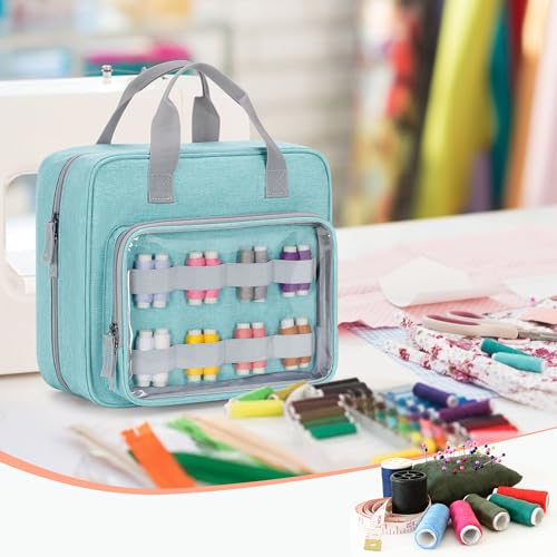 LUXJA Sewing Storage Organizer with Folio Open Design, Blue - color: Blue