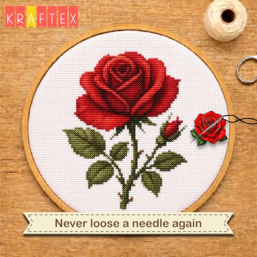 Kraftex Magnetic Needle Minder. Needleminder for Embroidery & Sewing. Cute Needlepoint Accessories. Magnetic Needle Holder for Cross Stitch. Cute Magnet Pin Gift - color: Flowers RSD
