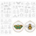 Rngmsi 4 Sheets Insect Water Soluble Embroidery Patterns for Hand Sewing - color: Insect