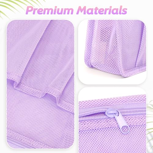 famichan Portable Mesh Shower Caddy, Gym Travel Camp Dorm Room Essentials for College Student Girl, Purple Bathroom Shower Bag - color: Purple