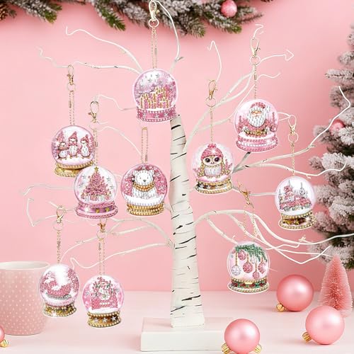 WILLBOND 30 Pcs Christmas Diamond Art Kits for Adults, Pink Crystal Ball - color: Pink Crystal Ball