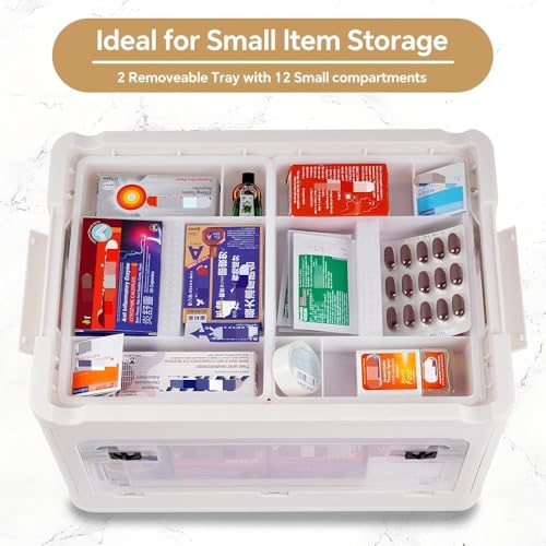 2-Tier Medicine Organizer - 30qt Plastic Foldable Storage Box with Handle - color: Foldable-30qt