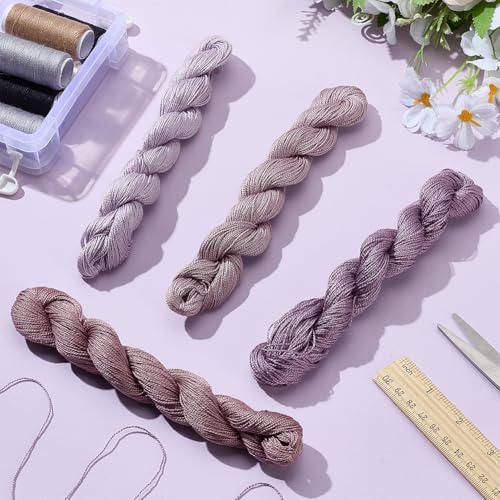 FREEBLOSS 4 Pcs Sashiko Thread Sashiko Skein 4 * 100 M Pure Cotton Embroidery Thread Japanese Sewing Threads Quilting & Embroidery Sewing Kit Supplies 4 Purple Theme Colors - color: Purple