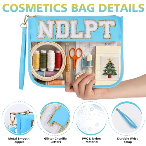 Needlepoint Project Bag Sewing Gifts Embroidery Sewing Bag Craft Storage Organizer NDLPT Clear Zip Pouch Bag - color: Blue, size: Flat-M