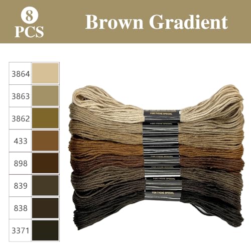 1 Pieces Cross StitchEmbroidery Floss,100% Eco-Cotton Cotton Premium Skeins, Ideal for Arts & Crafts (Brown Series 67980) - color: Brown series 67980